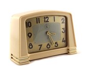 French Art Deco Bakelite Alarm Clock Antique 1930s JAZ Beige Mechanical Alarm Clock