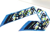 Retro 70s Blue and Green Polka-Dot Scarf