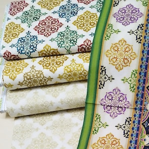 Medallions - cotton fabrics for quilting and patchwork, Trieste by Robert Kaufman, Fabric with oriental motifs, Fabric with luxurious prints
