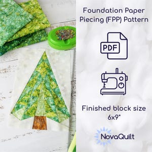 Christmas Tree Quilt Block: Foundation Paper Piecing Pattern (PDF Pattern)