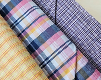 Newport Plaids Cotton - Yellow and purple fabrics for quilting and apparel - Robert Kaufman - 44" / 59" wide by 1/2 or yard