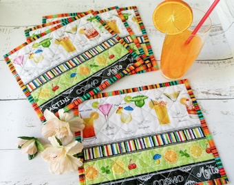 Quilted Cotton Placemats (Set of 4): Colorful Patchwork Table Linen