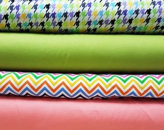 Robert Kaufman gebreide stof: katoenjersey en interlock - pied-de-poule, chevron, effen