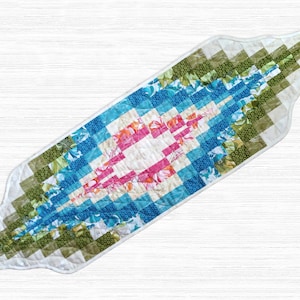 Spring quilted table runner - 46&quot; by 14&quot;, Easter table runner, Patchwork wall hanging, Colorful table topper, Handmade mini quilt for sale