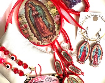 Our Lady of Guadalupe gift set. #4 pieces set. Unique gift. Believe, pray, faith, healing, prosperity, happiness, office gift, house warming