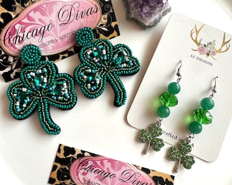 SAINT PATRICKS day parade EARRINGS set. #2 pieces set.  Office party. Parade. Celebrate. Irish. Irish heritage.