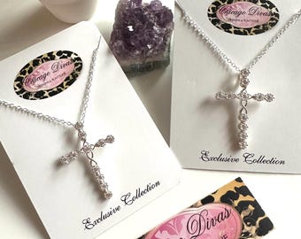 Zircon CROSS necklace set. #2 pieces set. Faith. Pray. Believe. Gifts for her. Mom and Me. Sisters. Best friends gifts. Matching gifts.