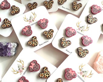 WHOLESALE stocking stuffers stud earrings set. #8 sets. Cute ears. Mouse ears. Cute prints. Girly earrings. Girls studs. Trip matching ears.