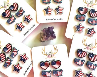 WHOLESALE USA STUDS #6 sets. Party. Patriotic. Graduation souvenir. Theme usa. Army party. Navy wife. Marine wife.