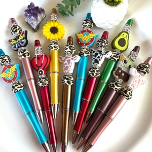 WHOLESALE BEADED PENS. 10 pieces. Black ink. Retractable. Individually wrapped. Office gifts. Cute gifts. Thank you gifts. Girls,mom,sister image 1