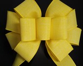 Yellow Deployment Bow, Yellow Ribbon Bow, Weatherproof, Support the Troops Burlap Bow, Outdoor Indoor Home Decor Bows, Lantern, Porch Bow