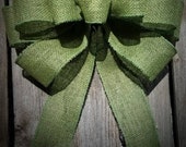 Moss Green Burlap Bows, Ole Willow Green, Olive Green, Wedding Bow, Pew Bow, Bridal Bow, Wreath Bow, Lantern Swag Bow, Large Burlap Bows