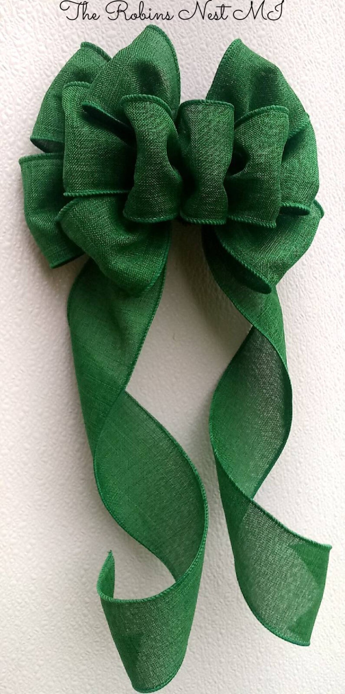 Emerald Burlap Bows Green Faux Burlap Bow Wired Ribbon Bows Etsy