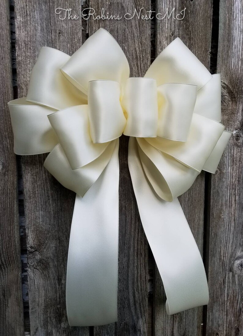 Ivory Wedding Bows Satin Church Pew Aisle Bows Elegant Etsy