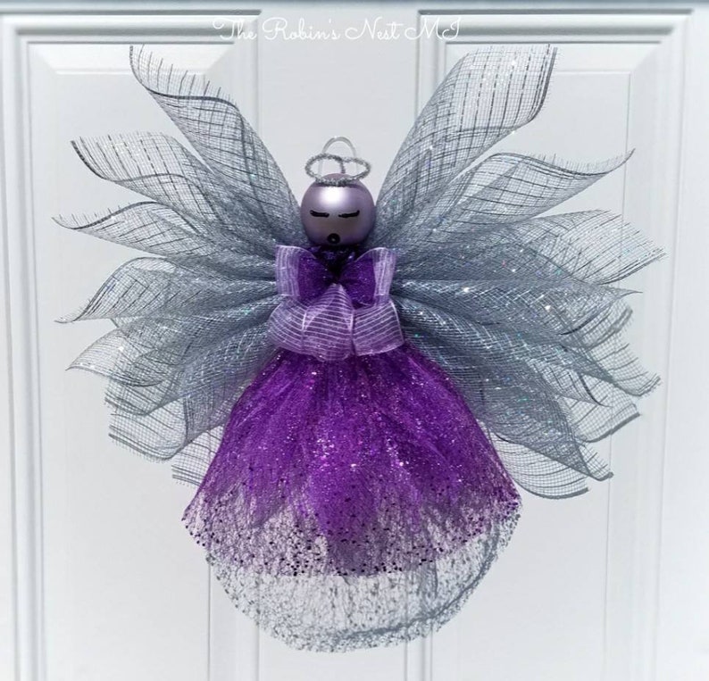 Christmas Tree Topper Home Decor Front Door Wreath Nursery Cemetery Decorations Angel Wreath Purple Platinum Guardian Angel Wreath!!