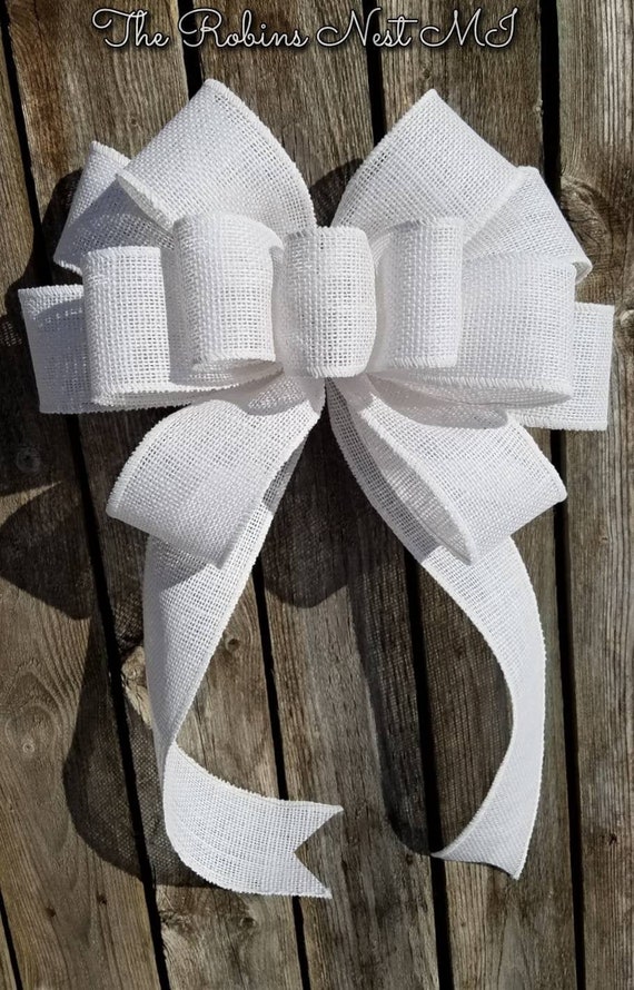 Burlap Bow White Bows of Hope Wired Burlap Ribbon Bows Etsy