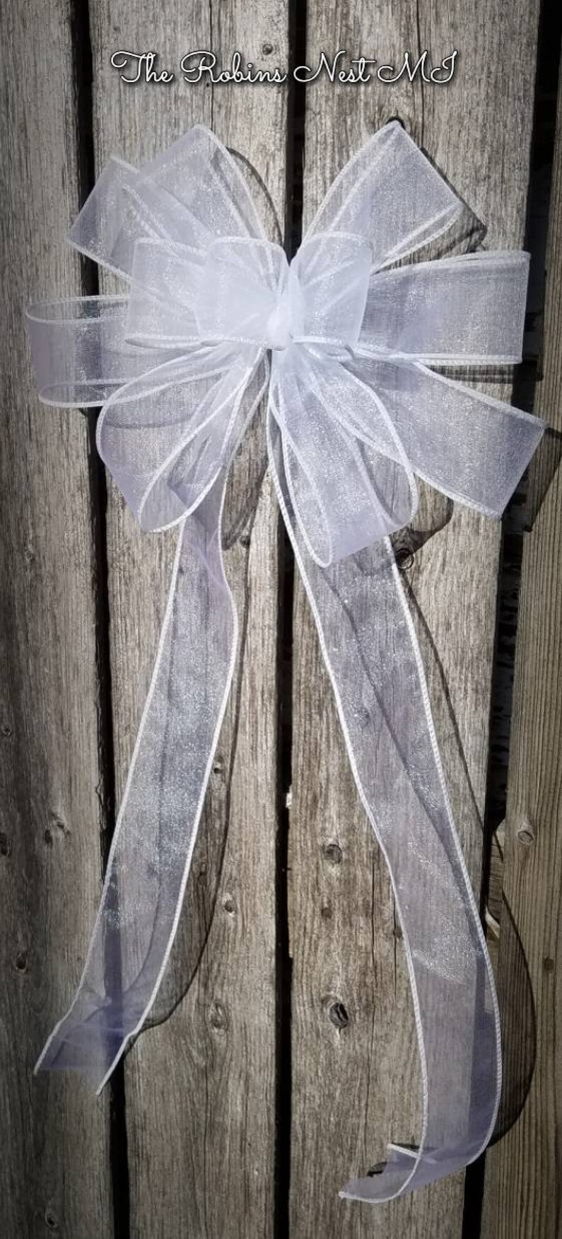White Wedding Bow Bridal Bows Church Pew Bows White Sheer Etsy UK