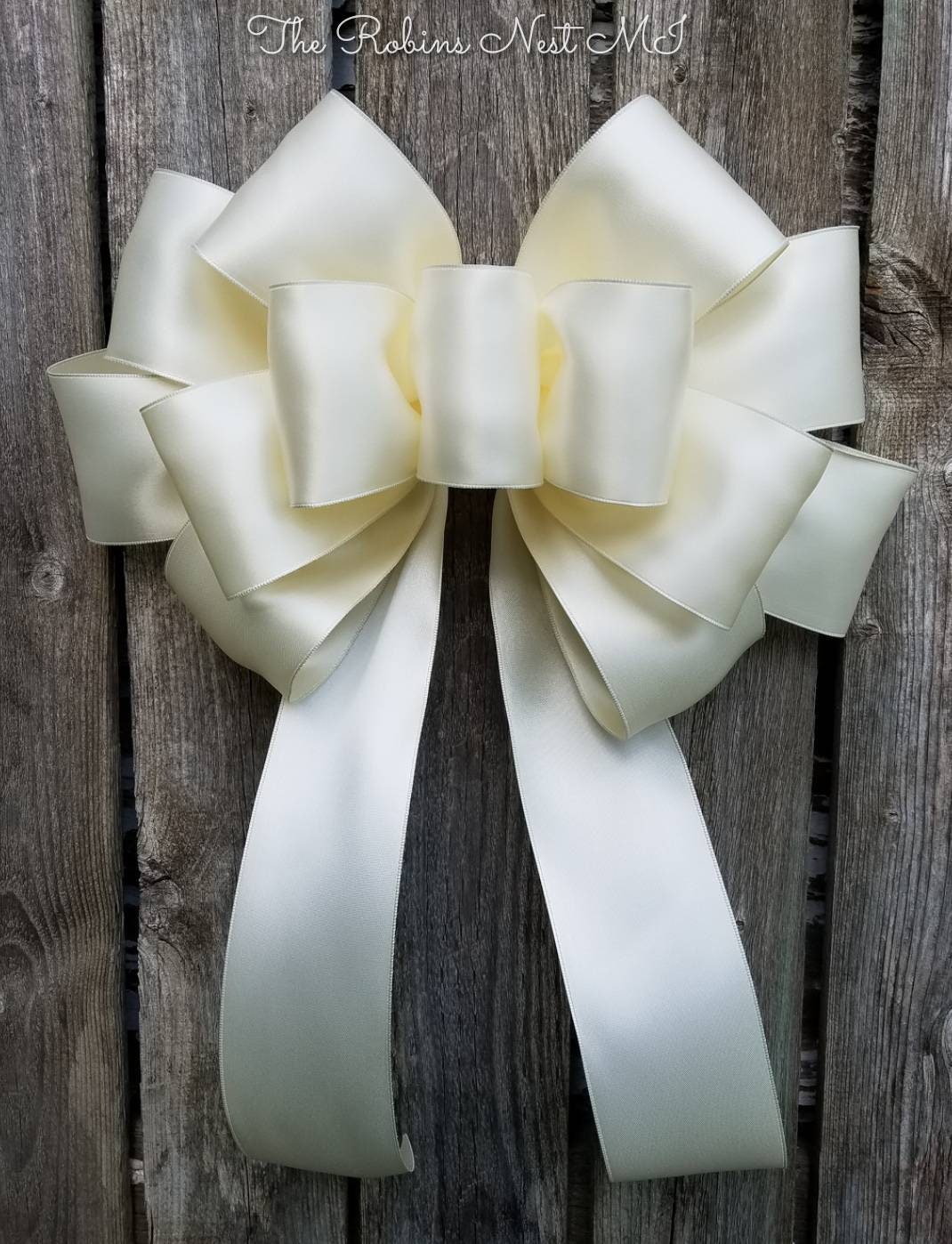 White satin acetate ribbon makes a beautiful wedding bow