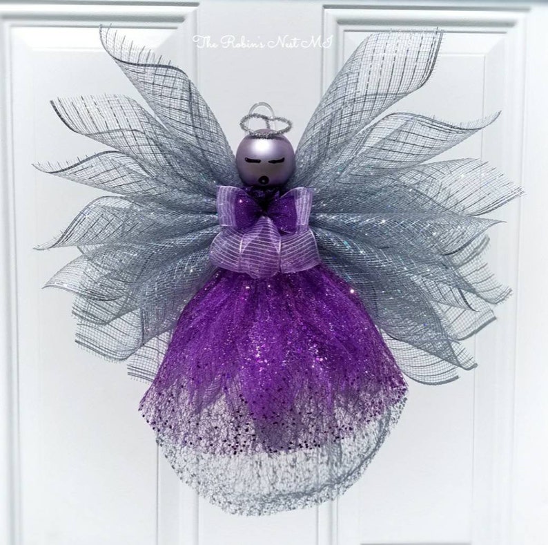 Christmas Tree Topper Home Decor Front Door Wreath Nursery Cemetery Decorations Angel Wreath Purple Platinum Guardian Angel Wreath!!