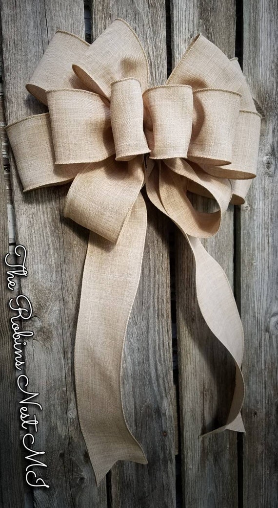 Wired Country Burlap Natural Bow (2.5