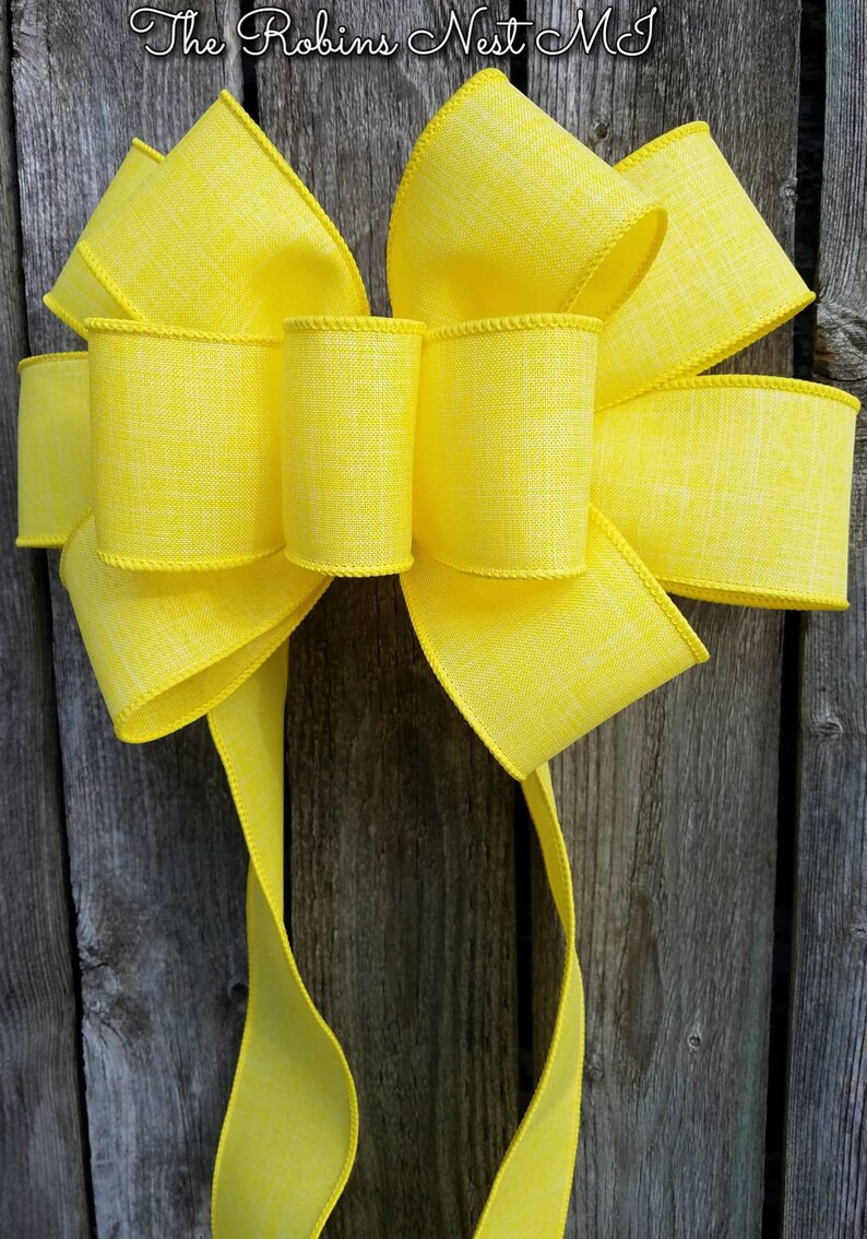 Yellow Bows Ribbon Deployment Bow Outdoor Burlap Decor Etsy