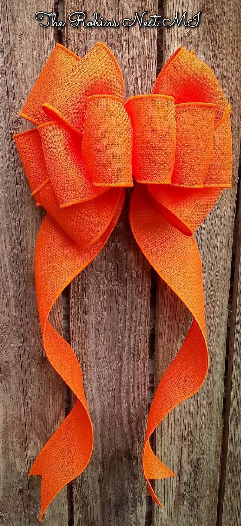Orange Burlap Bows Faux Burlap Bow Wreath Bow Door Hanger Etsy