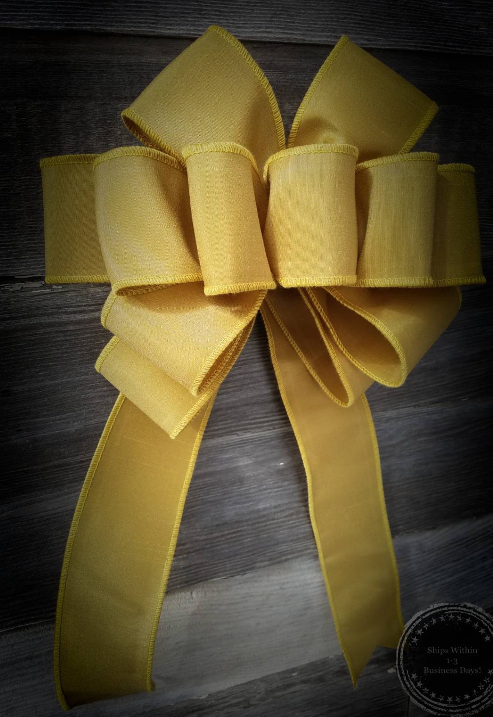 Gold Bow Large Wedding Bows Gold Fabric Ribbon Bow Bridal Etsy