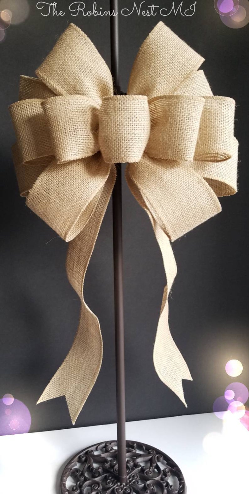 Burlap Bows Tree Topper Large Natural Burlap Bow Beige Etsy
