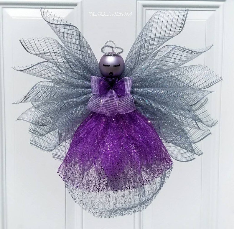 Christmas Tree Topper Home Decor Front Door Wreath Nursery Cemetery Decorations Angel Wreath Purple Platinum Guardian Angel Wreath!!