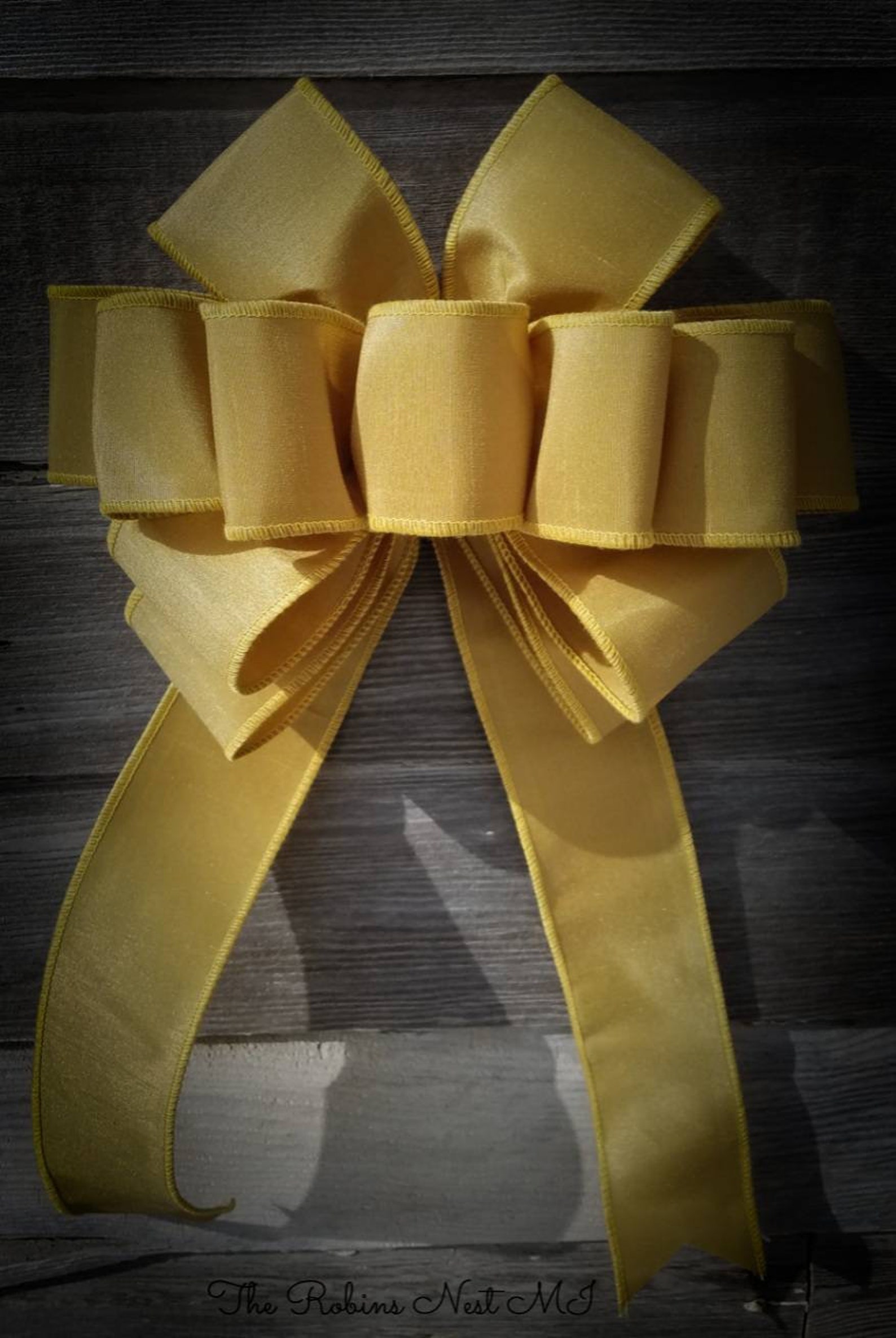 Gold Bow Large Wedding Bows Gold Fabric Ribbon Bow Bridal Etsy