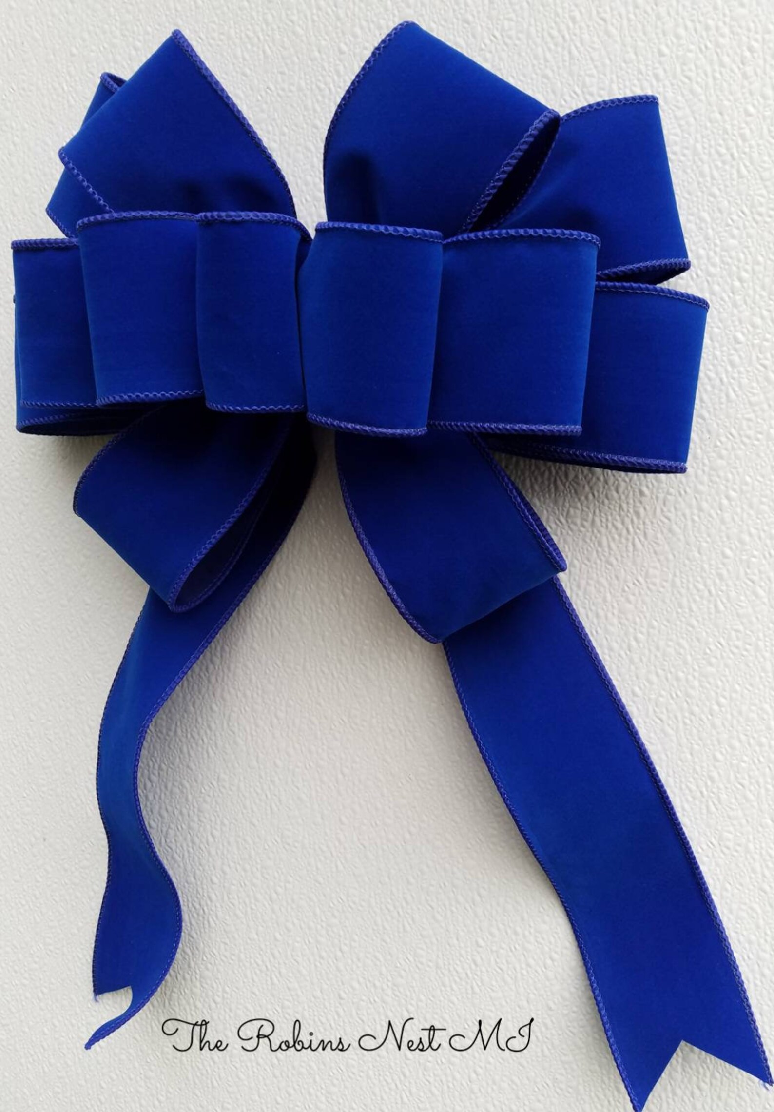 Blue Velvet Christmas Tree Topper Bow Royal Blue Luxe Etsy