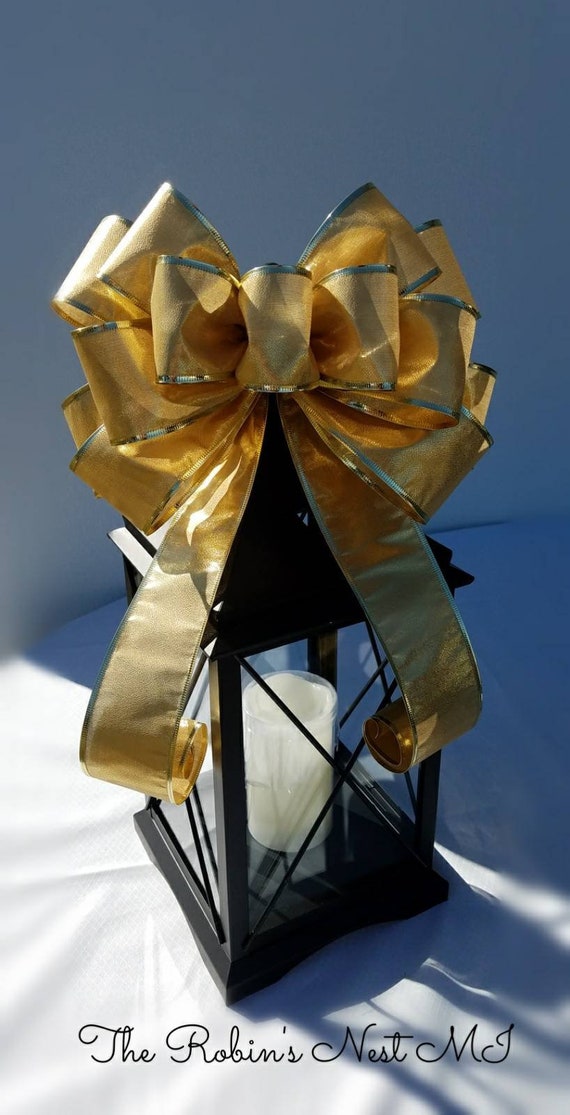 Gold Bow, Golden Wedding Anniversary, Pew Bow, Extra Large Gold