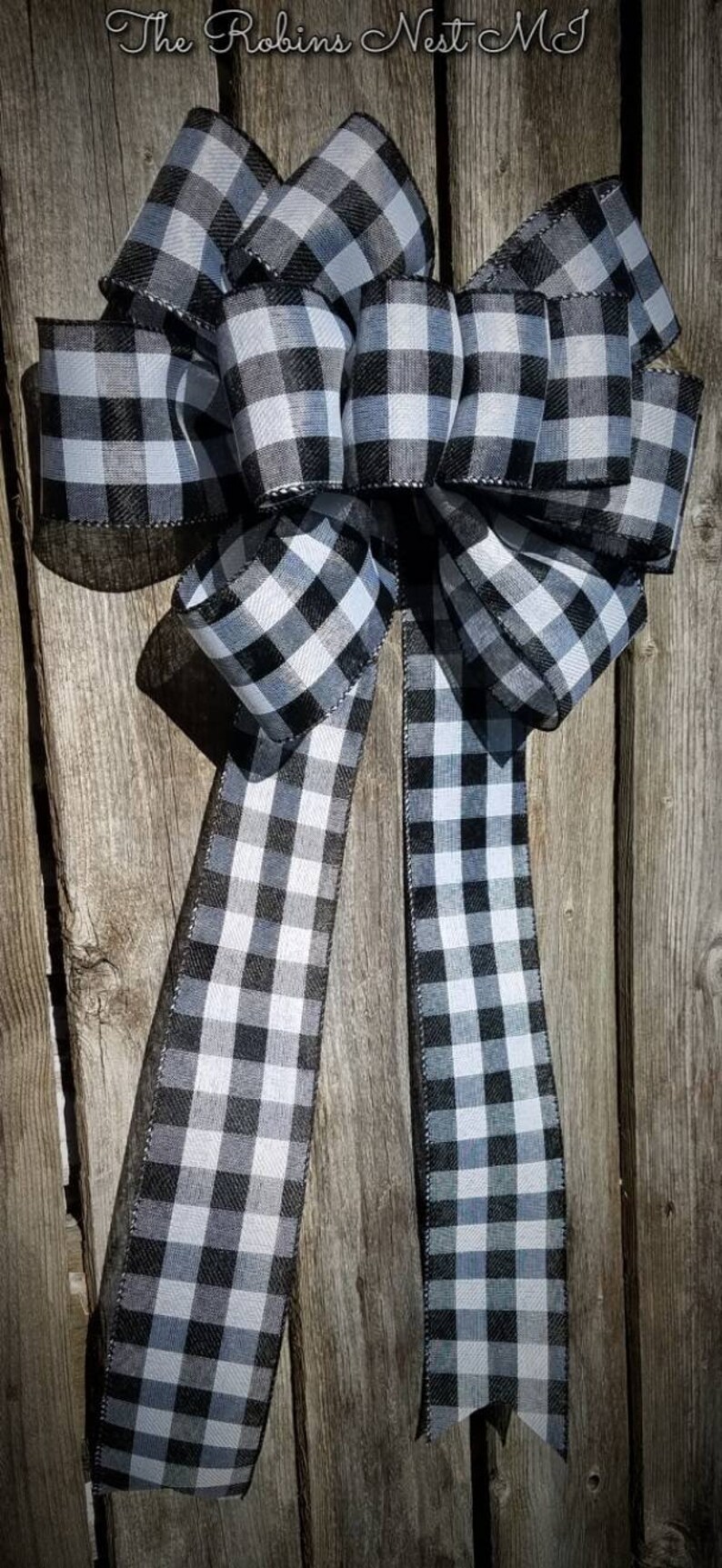 Plaid Bows Black White Checkered Bows Plaid Buffalo Check - Etsy