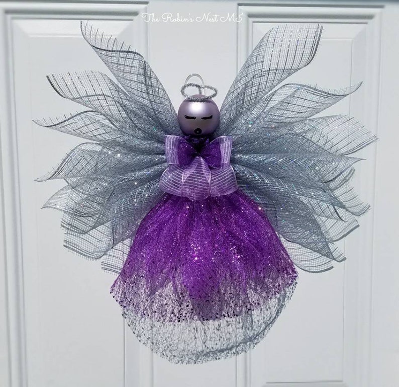 Christmas Tree Topper Home Decor Front Door Wreath Nursery Cemetery Decorations Angel Wreath Purple Platinum Guardian Angel Wreath!!