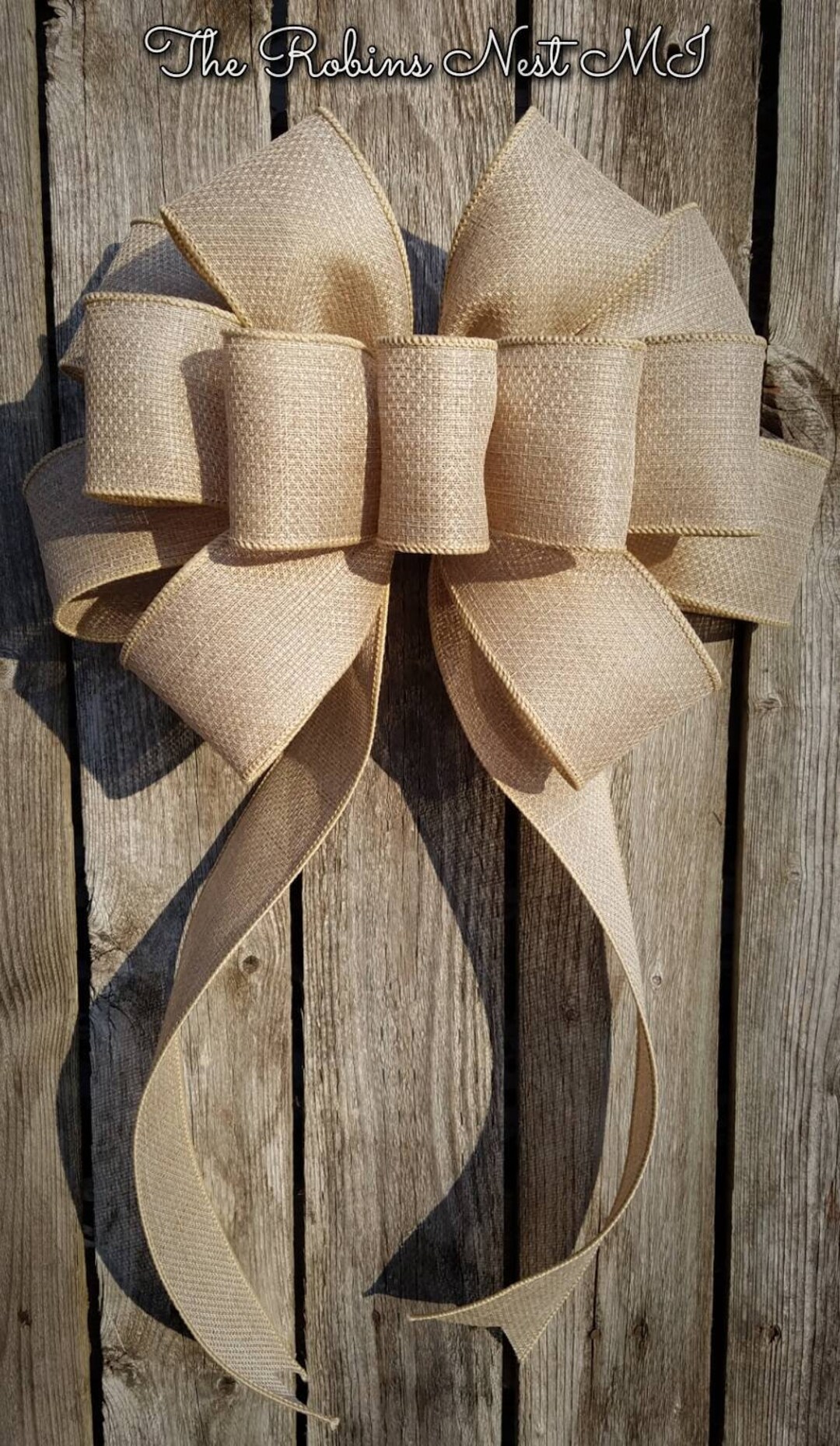 Natural Burlap Bows Church Pew Chair Bows Emerald Natural - Etsy