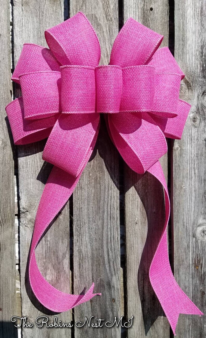 Pink Burlap Bow Bows Dark Pink Wreath Bows Wedding Bows Color Etsy