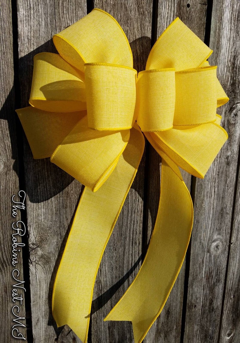 Yellow Bow Burlap Bows Deployment Ribbon Bow Wedding Bow Etsy Ireland