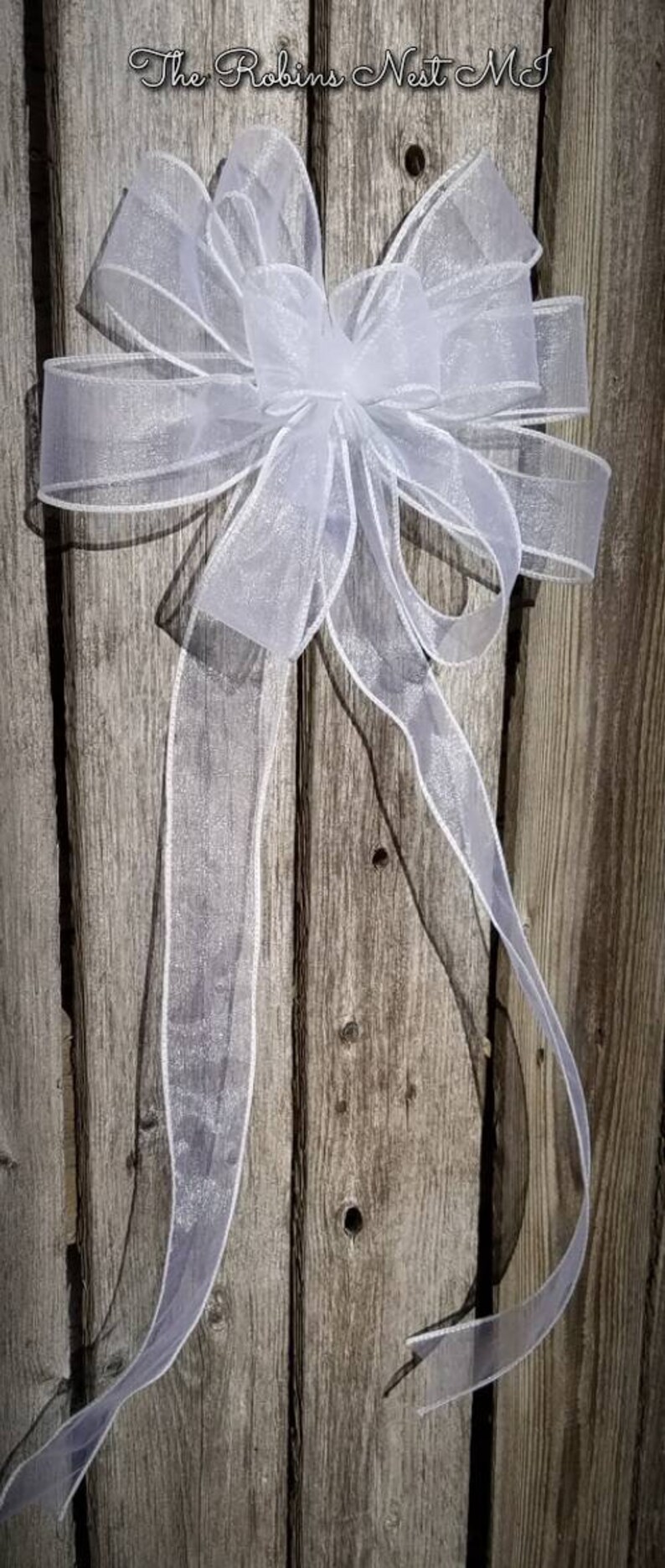 White Wedding Bow Bridal Bows Church Pew Bows White Sheer Etsy UK