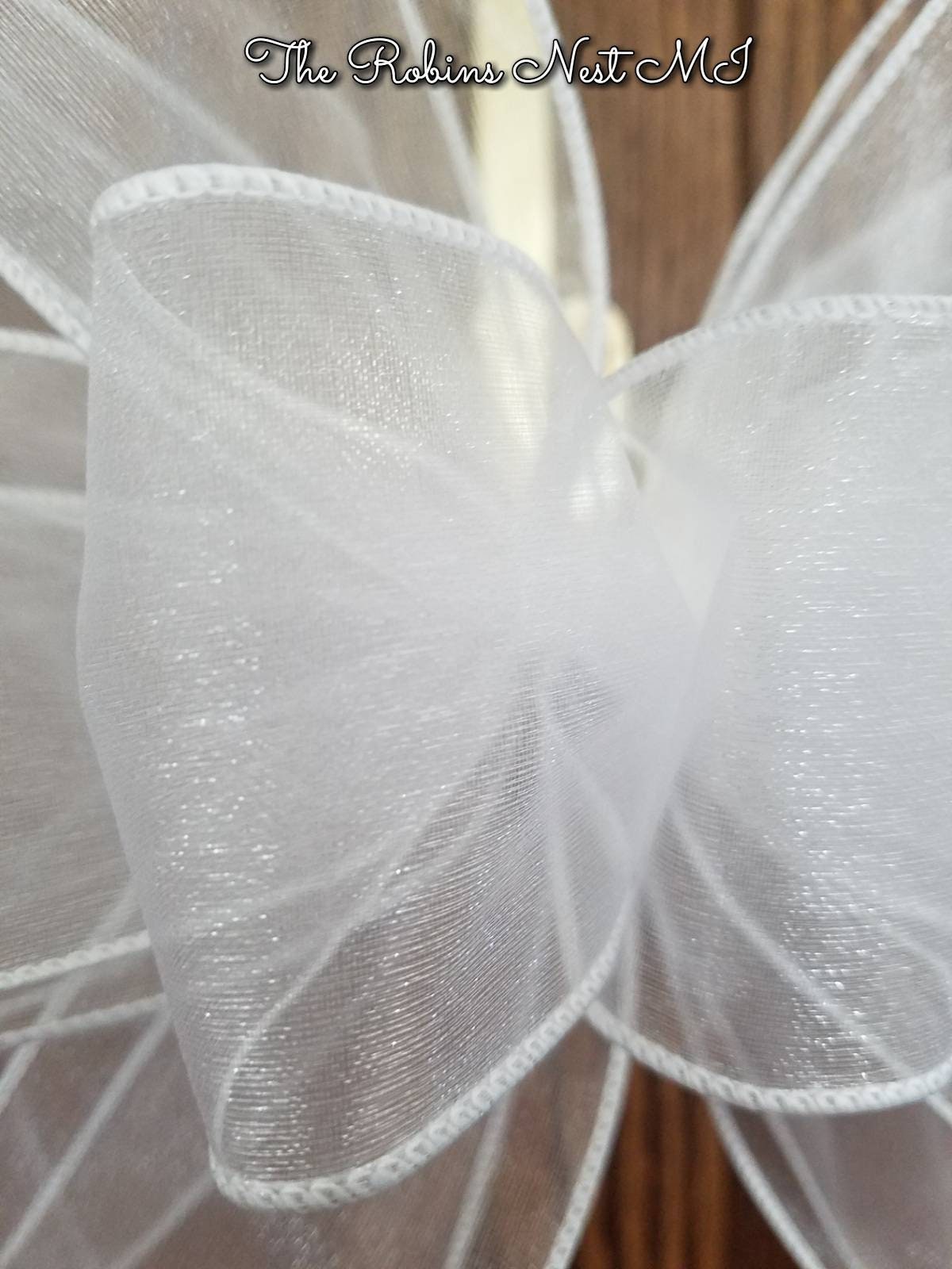 Wedding bow for pews or arch. 10” organza and tulle bow. Pink and white