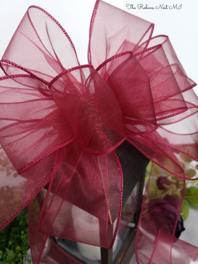 Wine Bows Wedding Bows Burgundy Ribbon Bows Organze Church Pew Etsy