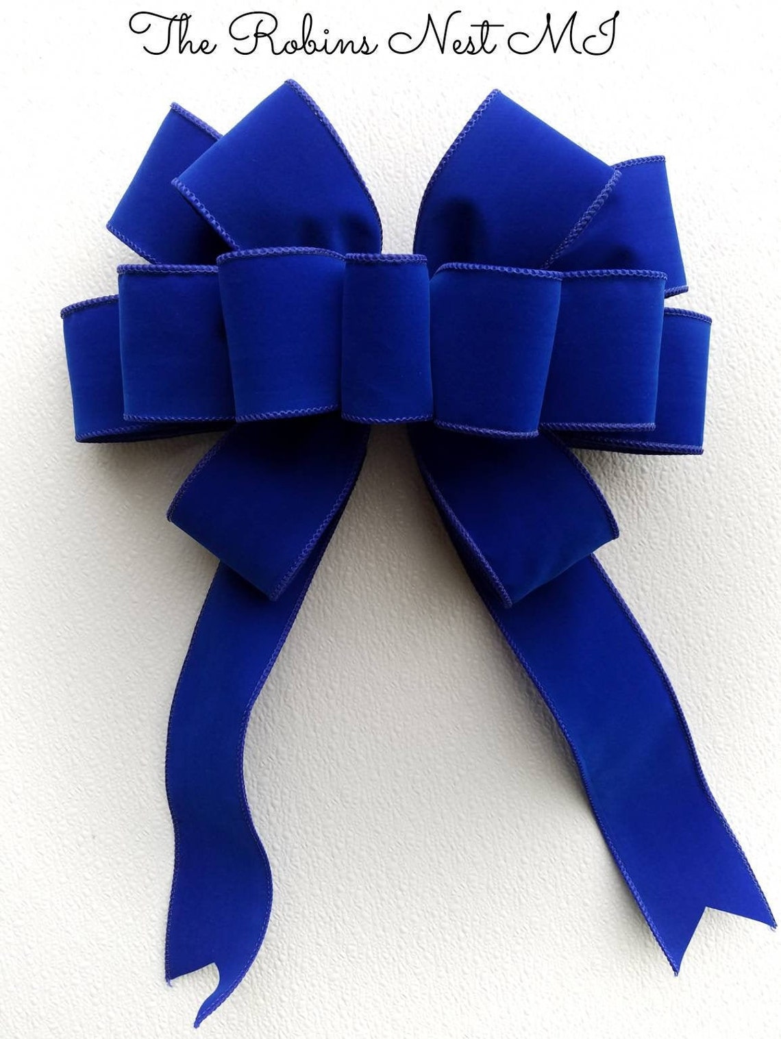 Blue Velvet Christmas Tree Topper Bow Royal Blue Luxe Etsy