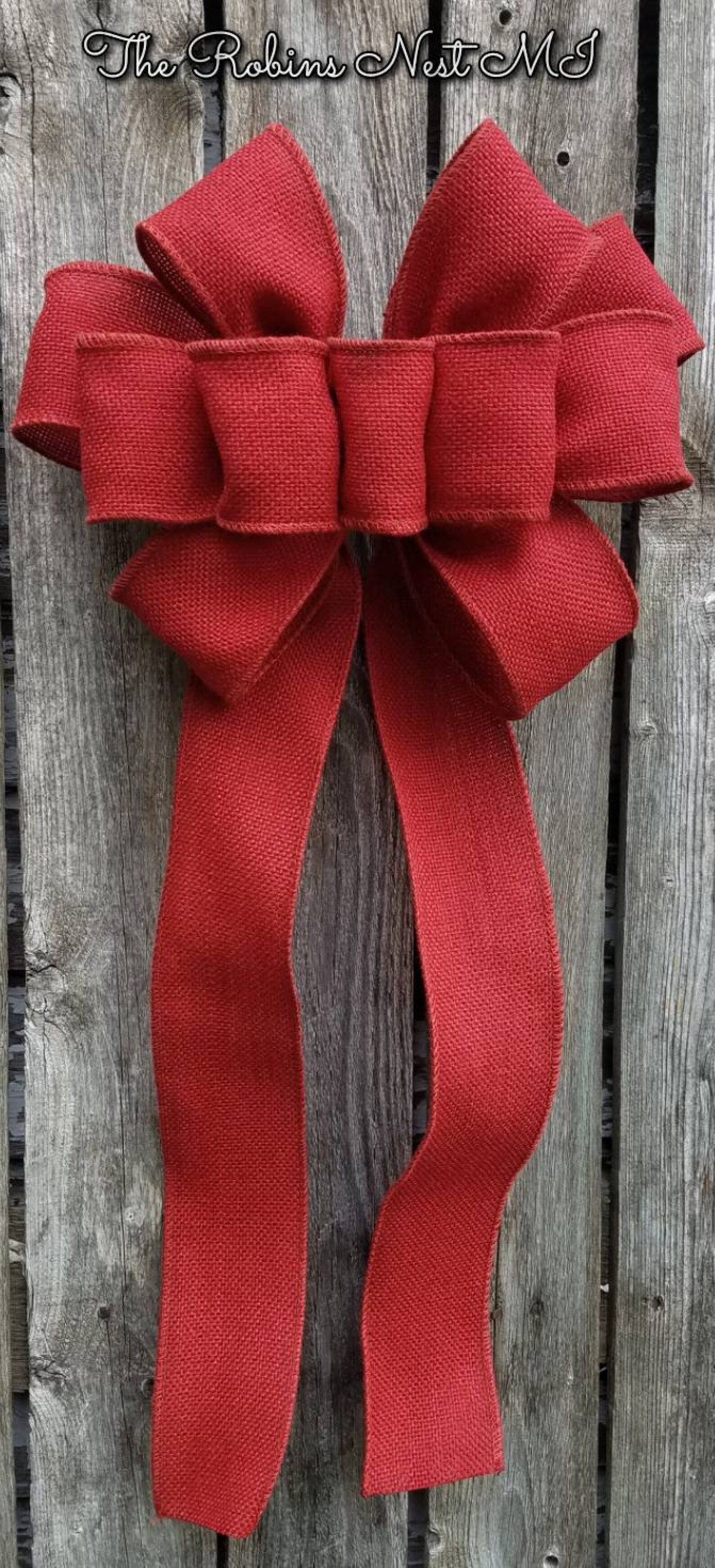 Arcos de Navidad Rust Burlap arco de cinta de burlap rojo | Etsy