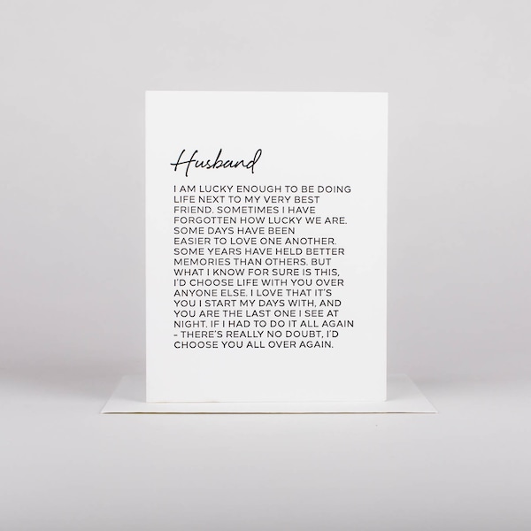 Husband | Card for Husband | Sentimental Husband | Anniversary Husband | Birthday Husband