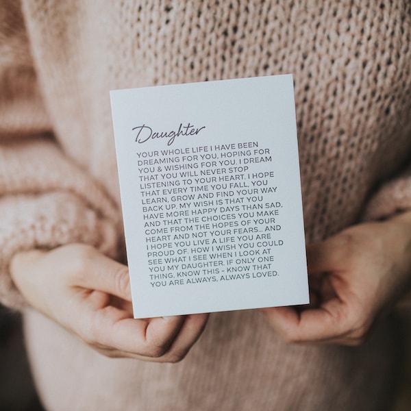 Daughter | Card for Daughter | Sentimental Daughter | Wedding Day Daughter | Birthday Daughter