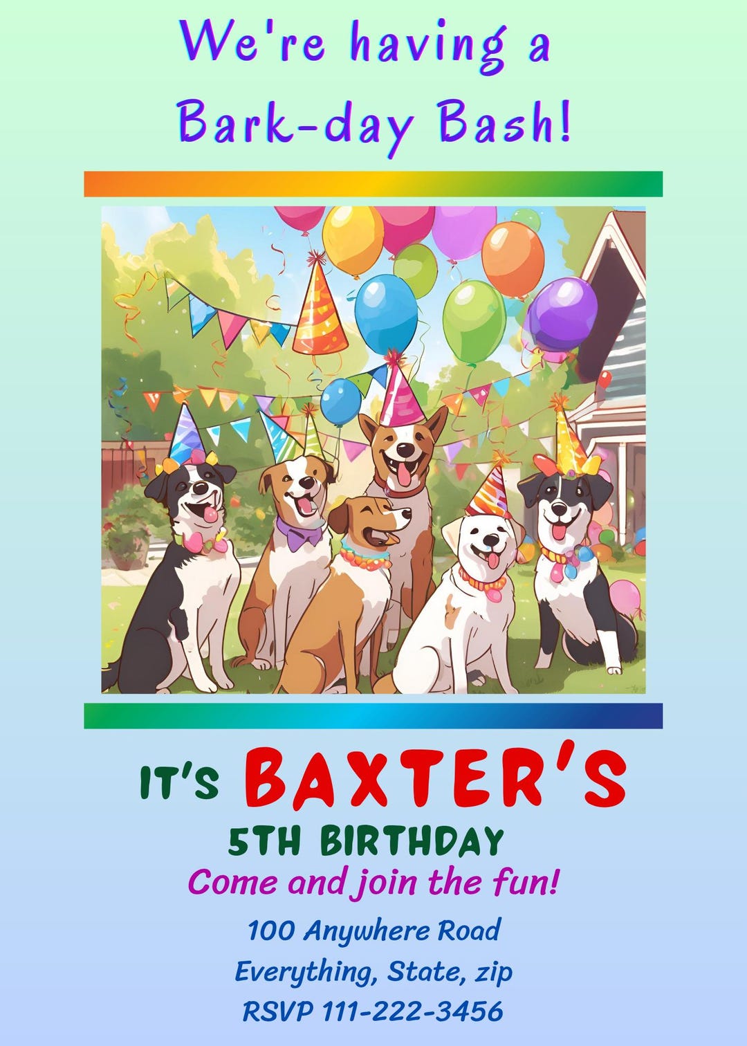Dog Birthday Invitation Printable Template - Editable in Canva - Puppy ...
