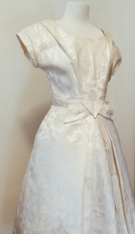 1950s Brocade Cocktail Wedding Dress by R&K Origin