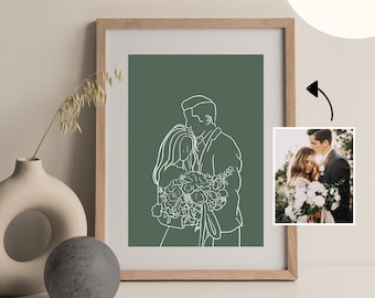 custom wedding or anniversary line art drawing from photo