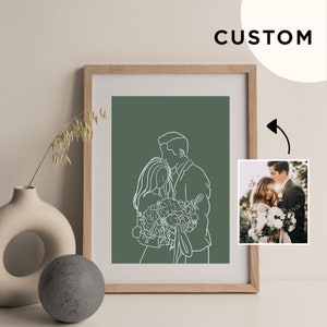 custom wedding or anniversary line art drawing from photo