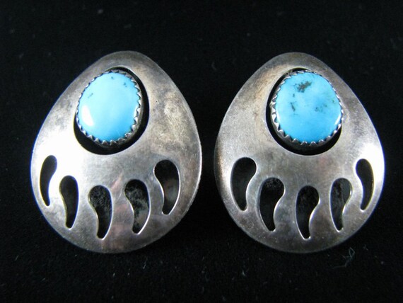 Large Vintage Native American Turquoise Sterling … - image 2