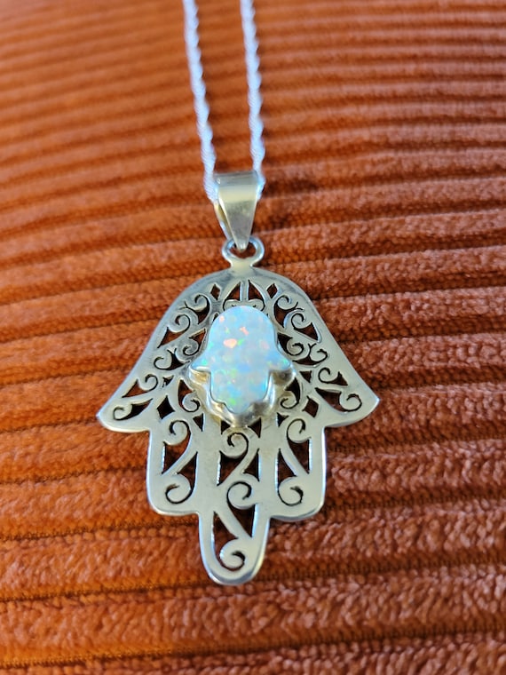 Vintage Faux Opal Hamsa